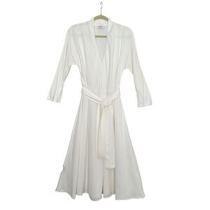AVOCA Ireland Ivory Midi Dress Slip Set Belted Minimalist Luxury European 10
